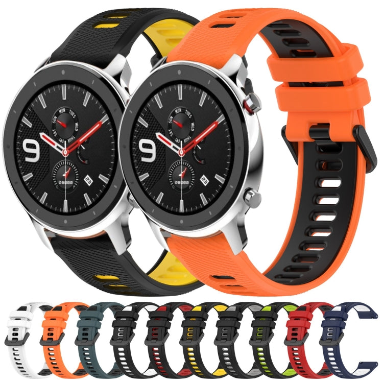 For Amazfit GTR 4 22MM Sports Two-Color Silicone Watch Band(Black+White) - Smart Wear by PMC Jewellery | Online Shopping South Africa | PMC Jewellery