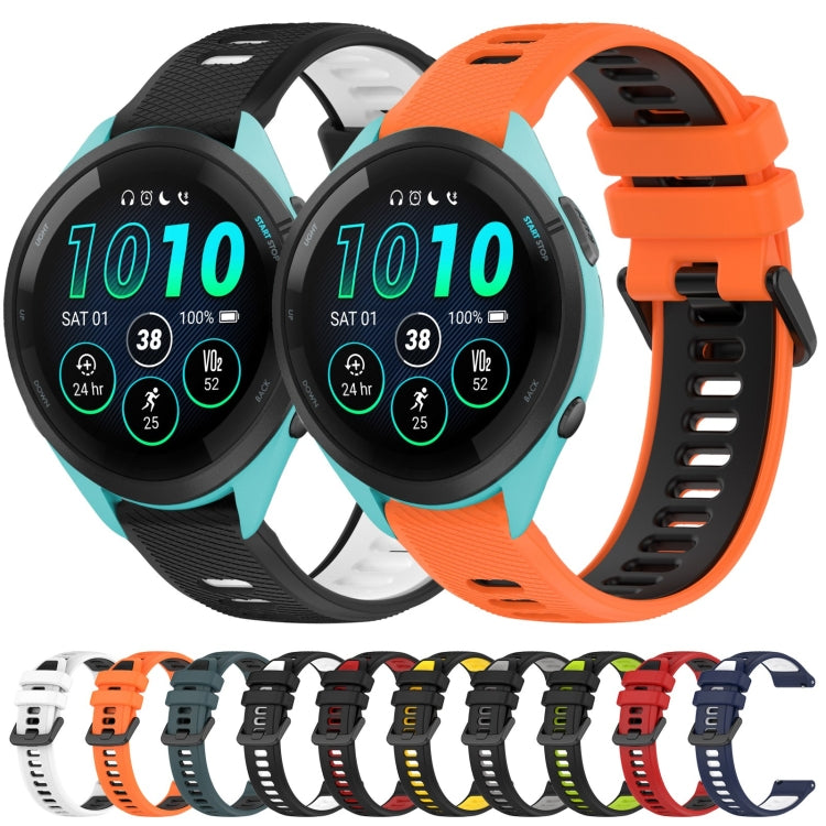 For Garmin Forerunner 265 22mm Sports Two-Color Silicone Watch Band(Black+Grey) - Smart Wear by PMC Jewellery | Online Shopping South Africa | PMC Jewellery