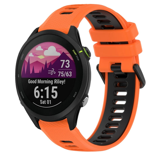 For Garmin Forerunner 255 Music 22mm Sports Two-Color Silicone Watch Band(Orange+Black) - Smart Wear by PMC Jewellery | Online Shopping South Africa | PMC Jewellery