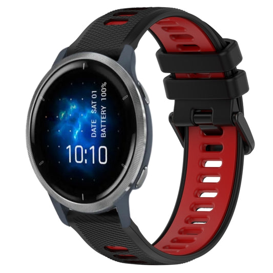 For Garmin Venu 2 22mm Sports Two-Color Silicone Watch Band(Black+Red) - Smart Wear by PMC Jewellery | Online Shopping South Africa | PMC Jewellery