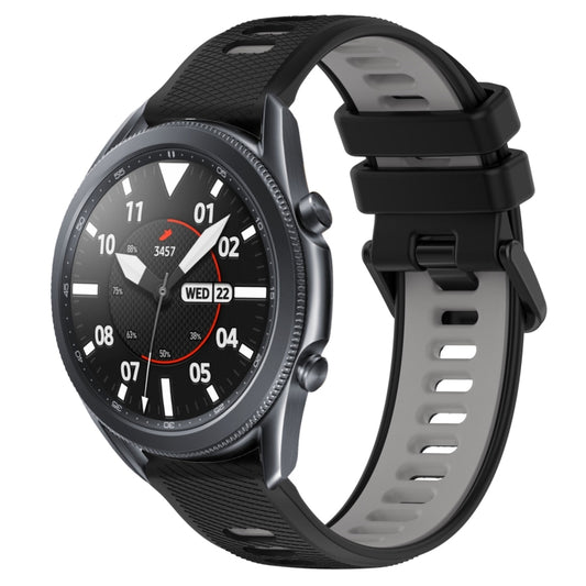 For Samsung Galaxy Watch3 45mm 22mm Sports Two-Color Silicone Watch Band(Black+Grey) - Smart Wear by PMC Jewellery | Online Shopping South Africa | PMC Jewellery