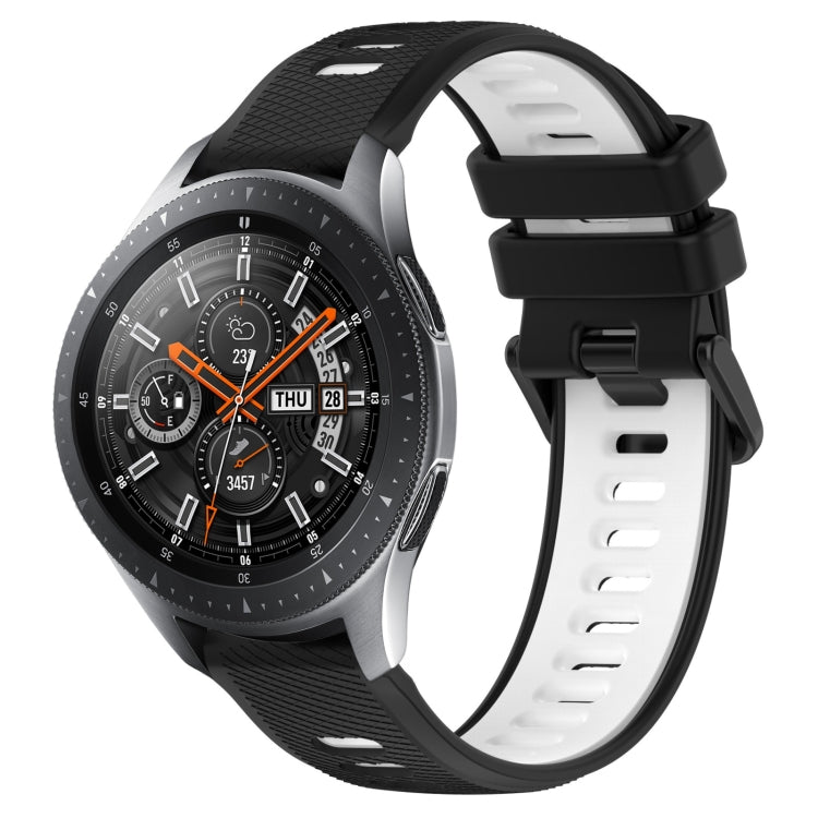 For Samsung Galaxy Watch 46mm 22mm Sports Two-Color Silicone Watch Band(Black+White) - Smart Wear by PMC Jewellery | Online Shopping South Africa | PMC Jewellery