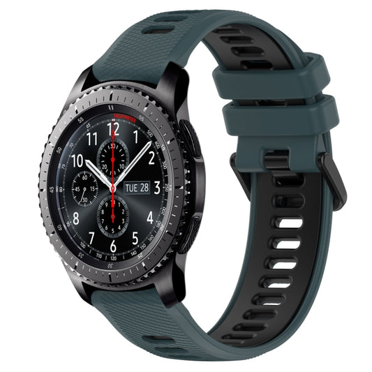 For Samsung Gear S3 Frontier 22mm Sports Two-Color Silicone Watch Band(Olive Green+Black) - Smart Wear by PMC Jewellery | Online Shopping South Africa | PMC Jewellery