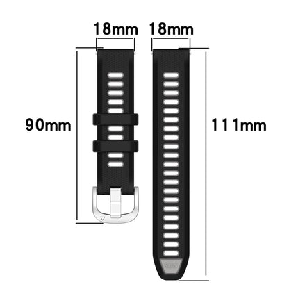 For Garmin Forerunner 255S 18mm Sports Two-Color Steel Buckle Silicone Watch Band(Starlight+Black) - Smart Wear by PMC Jewellery | Online Shopping South Africa | PMC Jewellery