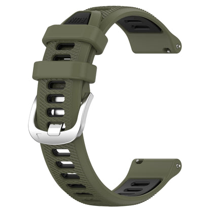 For Garmin Vivoactive 4S 18mm Sports Two-Color Steel Buckle Silicone Watch Band(Army Green+Black) - Smart Wear by PMC Jewellery | Online Shopping South Africa | PMC Jewellery