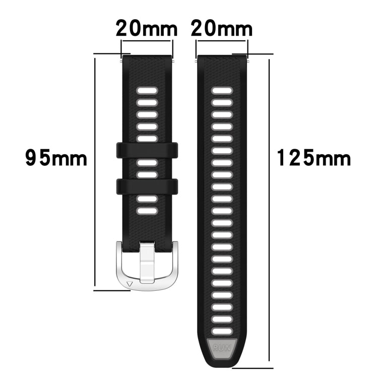 For Garmin Forerunner Sq2 Music 20mm Sports Two-Color Steel Buckle Silicone Watch Band(Starlight+Black) - Smart Wear by PMC Jewellery | Online Shopping South Africa | PMC Jewellery