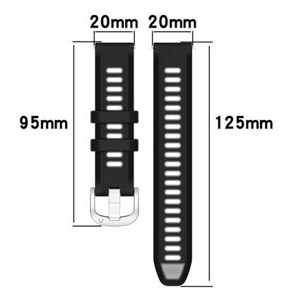 For Garmin Forerunner 645 20mm Sports Two-Color Steel Buckle Silicone Watch Band(Starlight+Black) - Smart Wear by PMC Jewellery | Online Shopping South Africa | PMC Jewellery