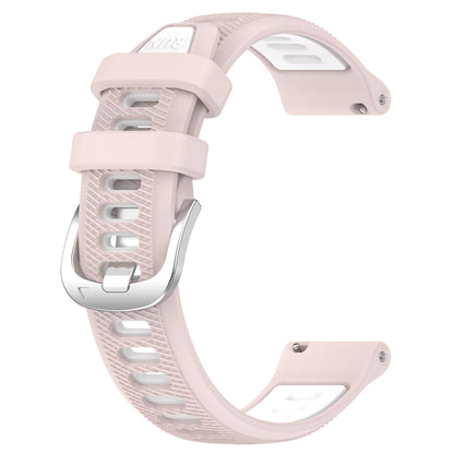 For Garmin Vivomove Sport 20mm Sports Two-Color Steel Buckle Silicone Watch Band(Pink+White) - Smart Wear by PMC Jewellery | Online Shopping South Africa | PMC Jewellery