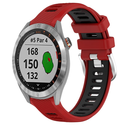 For Garmin Approach S40 20mm Sports Two-Color Steel Buckle Silicone Watch Band(Red+Black) - Smart Wear by PMC Jewellery | Online Shopping South Africa | PMC Jewellery