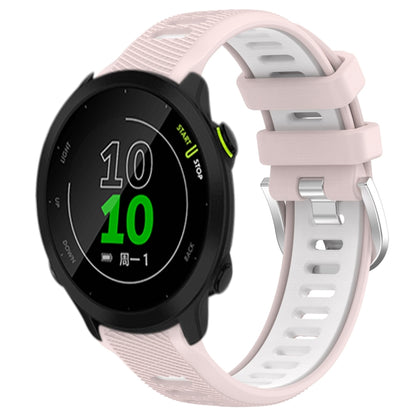 For Garmin Forerunner 158 20mm Sports Two-Color Steel Buckle Silicone Watch Band(Pink+White) - Smart Wear by PMC Jewellery | Online Shopping South Africa | PMC Jewellery