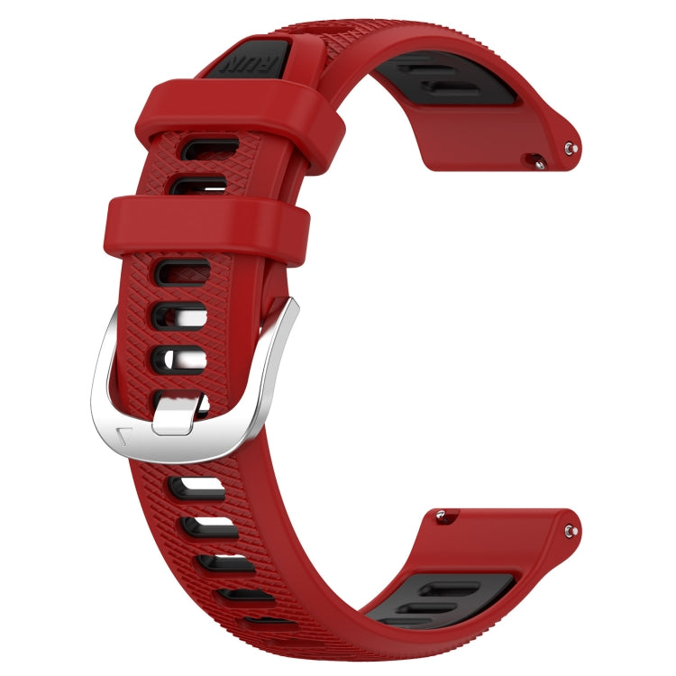 For Garmin Venu 20mm Sports Two-Color Steel Buckle Silicone Watch Band(Red+Black) - Smart Wear by PMC Jewellery | Online Shopping South Africa | PMC Jewellery