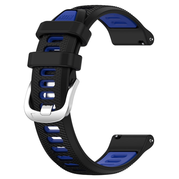 For Garmin VivoMove Style 20mm Sports Two-Color Steel Buckle Silicone Watch Band(Black+Blue) - Smart Wear by PMC Jewellery | Online Shopping South Africa | PMC Jewellery
