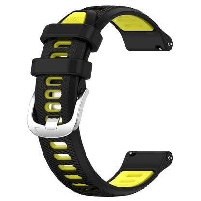 For Amazfit GTS 2 Mini 22mm Cross Texture Two Color Silicone Steel Buckle Watch Band(Black+Lime Green) -  by PMC Jewellery | Online Shopping South Africa | PMC Jewellery