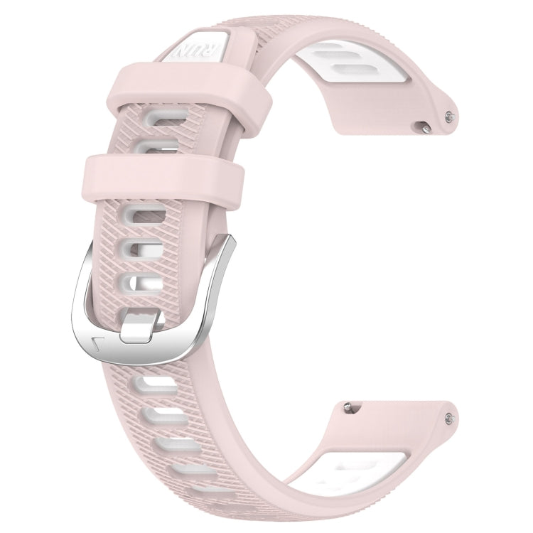 For Amazfit GTS 22mm Cross Texture Two Color Silicone Steel Buckle Watch Band(Pink+White) - Smart Wear by PMC Jewellery | Online Shopping South Africa | PMC Jewellery