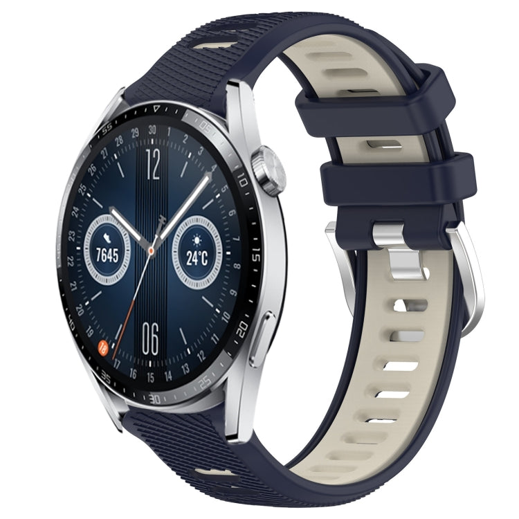 For Huawei Watch GT3 42mm 20mm Sports Two-Color Steel Buckle Silicone Watch Band(Midnight Blue+Starlight) - Smart Wear by PMC Jewellery | Online Shopping South Africa | PMC Jewellery