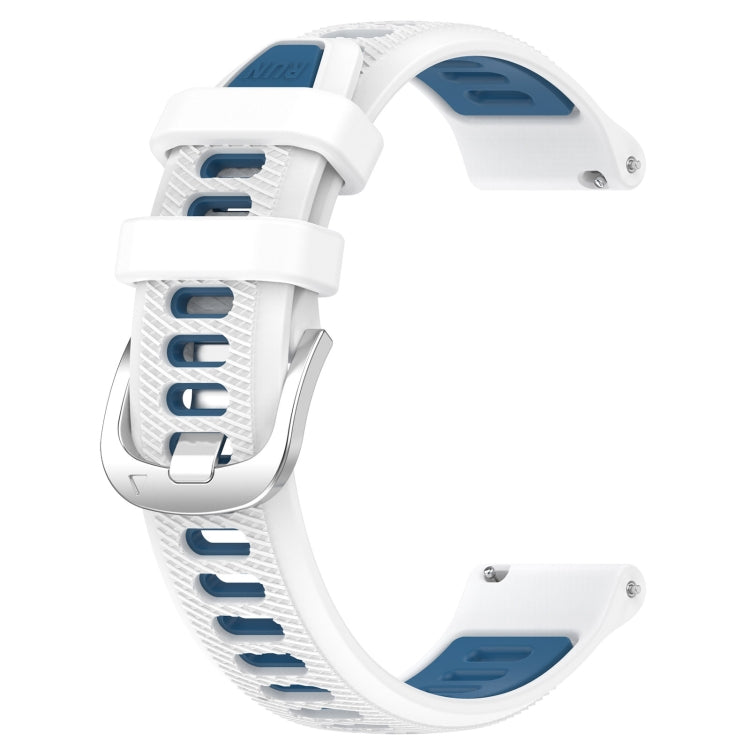 For Huawei Watch GT 2E 22mm Sports Two-Color Steel Buckle Silicone Watch Band(White+Blue) - Smart Wear by PMC Jewellery | Online Shopping South Africa | PMC Jewellery