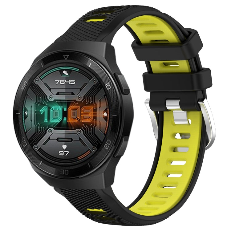 For Huawei Watch GT 2E 22mm Sports Two-Color Steel Buckle Silicone Watch Band(Black+Lime Green) - Smart Wear by PMC Jewellery | Online Shopping South Africa | PMC Jewellery