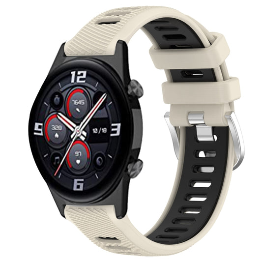 For Honor Watch GS 3i 22mm Sports Two-Color Steel Buckle Silicone Watch Band(Starlight+Black) - Smart Wear by PMC Jewellery | Online Shopping South Africa | PMC Jewellery