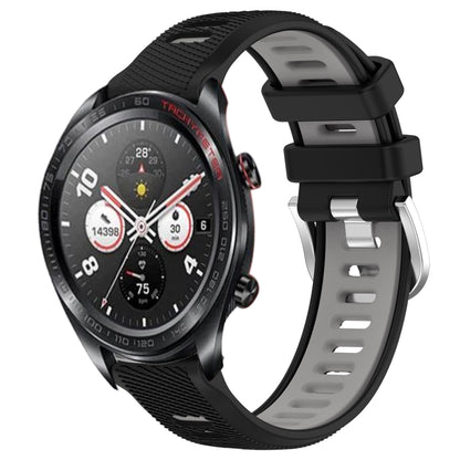 For Honor Watch Dream 22mm Sports Two-Color Steel Buckle Silicone Watch Band(Black+Grey) - Smart Wear by PMC Jewellery | Online Shopping South Africa | PMC Jewellery