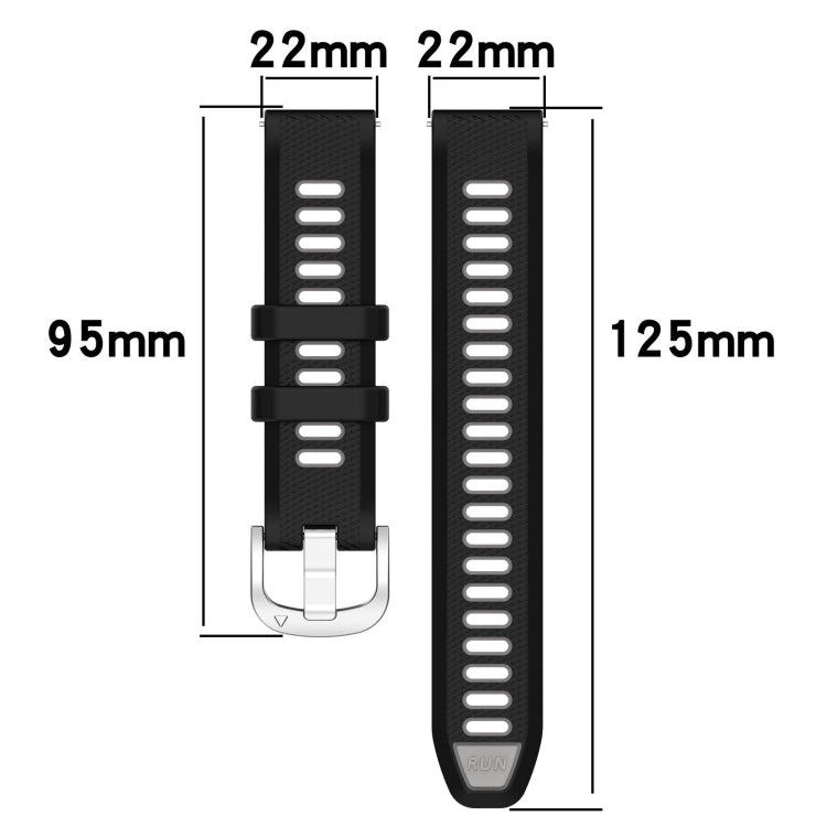 For Garmin Forerunner 265 22mm Sports Two-Color Steel Buckle Silicone Watch Band(Starlight+Black) - Smart Wear by PMC Jewellery | Online Shopping South Africa | PMC Jewellery