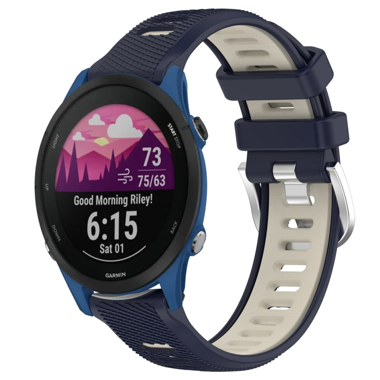 For Garmin Forerunner 255 Music 22mm Sports Two-Color Steel Buckle Silicone Watch Band(Midnight Blue+Starlight) - Smart Wear by PMC Jewellery | Online Shopping South Africa | PMC Jewellery