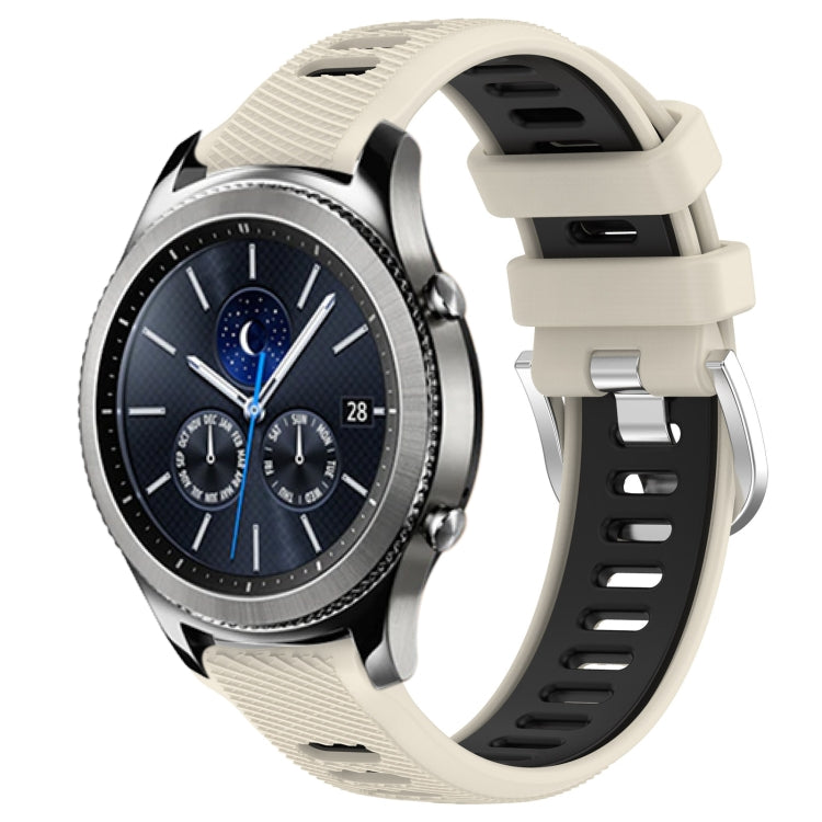 For Samsung Gear S3 Classic 22mm Sports Two-Color Steel Buckle Silicone Watch Band(Starlight+Black) - Smart Wear by PMC Jewellery | Online Shopping South Africa | PMC Jewellery