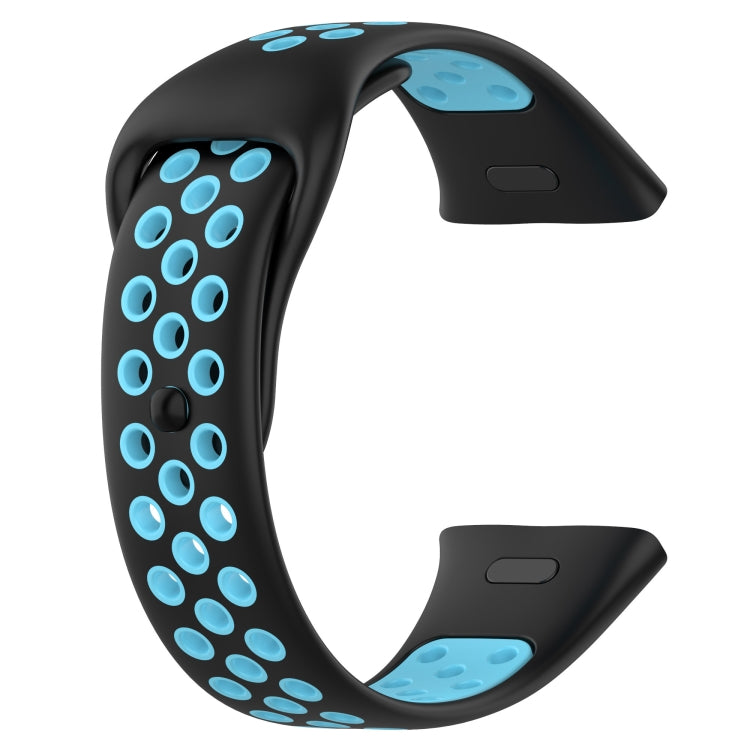 For Redmi Watch 3 Lite Sports Two-Color Silicone Watch Band(Black+Blue) - Smart Wear by PMC Jewellery | Online Shopping South Africa | PMC Jewellery