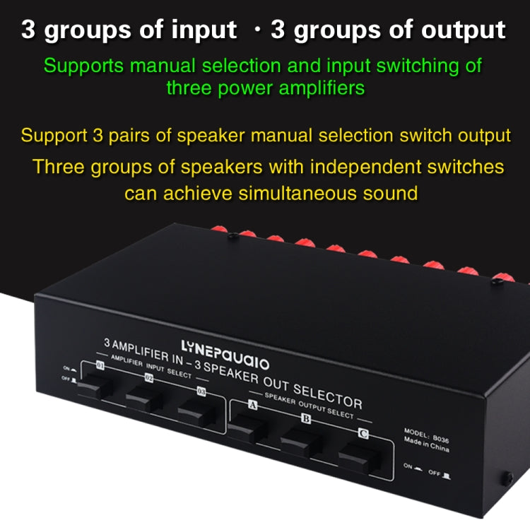 B036 3 Input 3 Output Power Amplifier And Speaker Switcher Speaker Switch Splitter Comparator - free shipping - PMC TechLife - Order now!