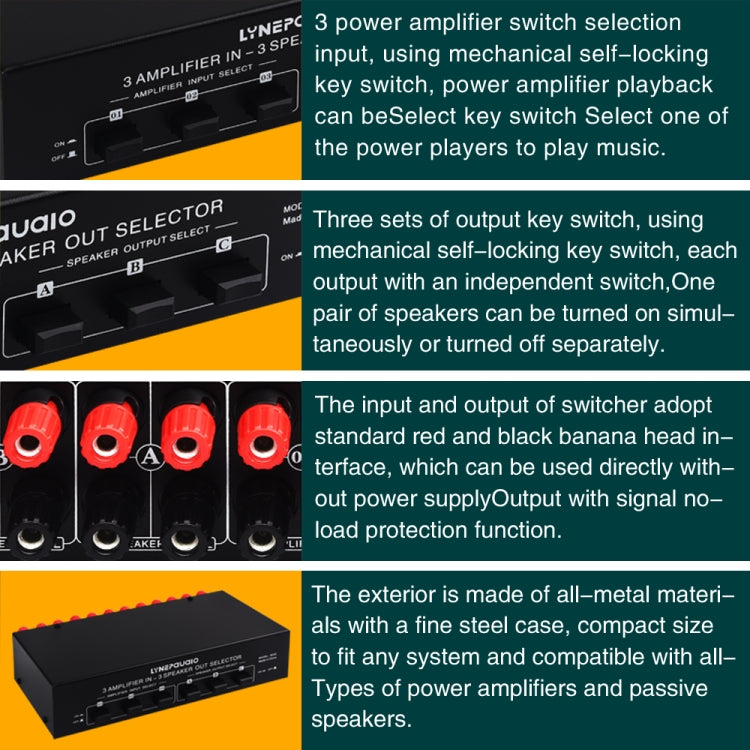 B036 3 Input 3 Output Power Amplifier And Speaker Switcher Speaker Switch Splitter Comparator - free shipping - PMC TechLife - Order now!