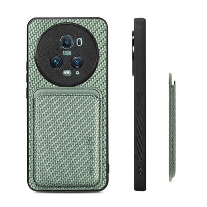 For Honor Magic5 Pro Carbon Fiber Leather Card Magsafe Magnetic Phone Case(Green) - Honor Cases by PMC Jewellery | Online Shopping South Africa | PMC Jewellery