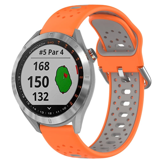 For Garmin Approach S40 20mm Breathable Two-Color Silicone Watch Band(Orange+Grey) - Watch Bands by PMC Jewellery | Online Shopping South Africa | PMC Jewellery