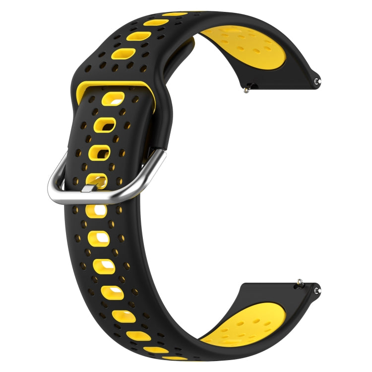 For Garmin Venu SQ 20mm Breathable Two-Color Silicone Watch Band(Black+Yellow) - Watch Bands by PMC Jewellery | Online Shopping South Africa | PMC Jewellery