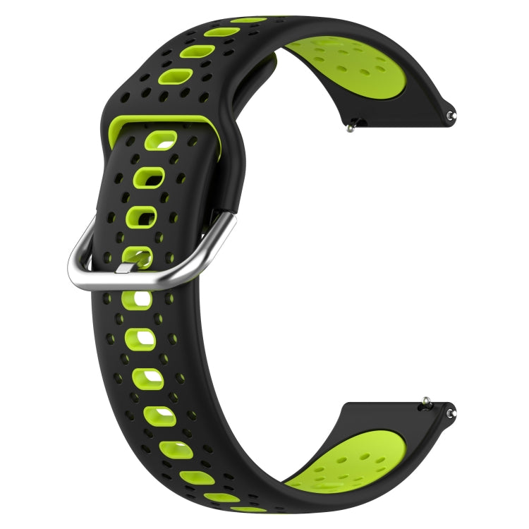 For Garmin Forerunner 645 Music 20mm Breathable Two-Color Silicone Watch Band(Black+Lime Green) - Watch Bands by PMC Jewellery | Online Shopping South Africa | PMC Jewellery