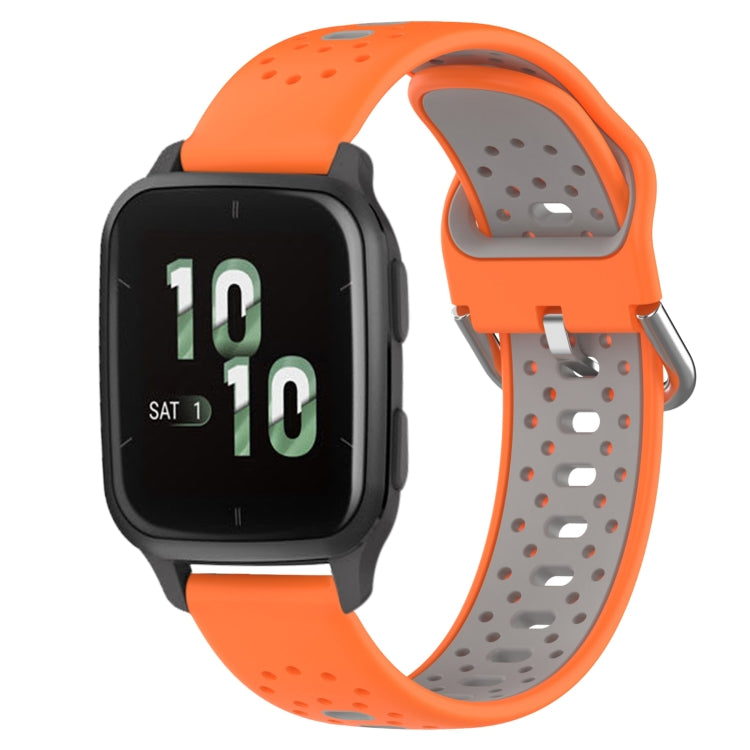 For Garmin Forerunner Sq2 20mm Breathable Two-Color Silicone Watch Band(Orange+Grey) - Watch Bands by PMC Jewellery | Online Shopping South Africa | PMC Jewellery