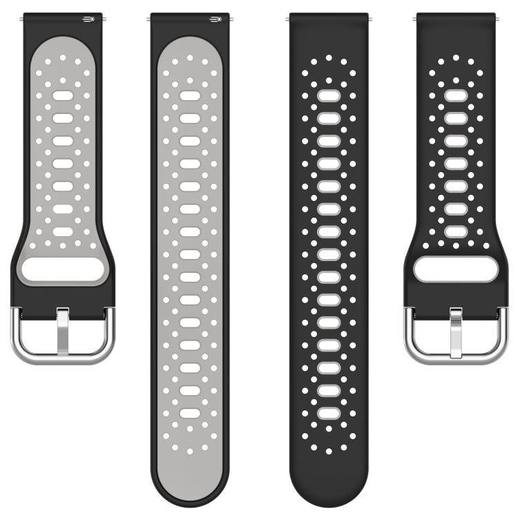 For Garmin Forerunner 645 20mm Breathable Two-Color Silicone Watch Band(Black+White) - Watch Bands by PMC Jewellery | Online Shopping South Africa | PMC Jewellery