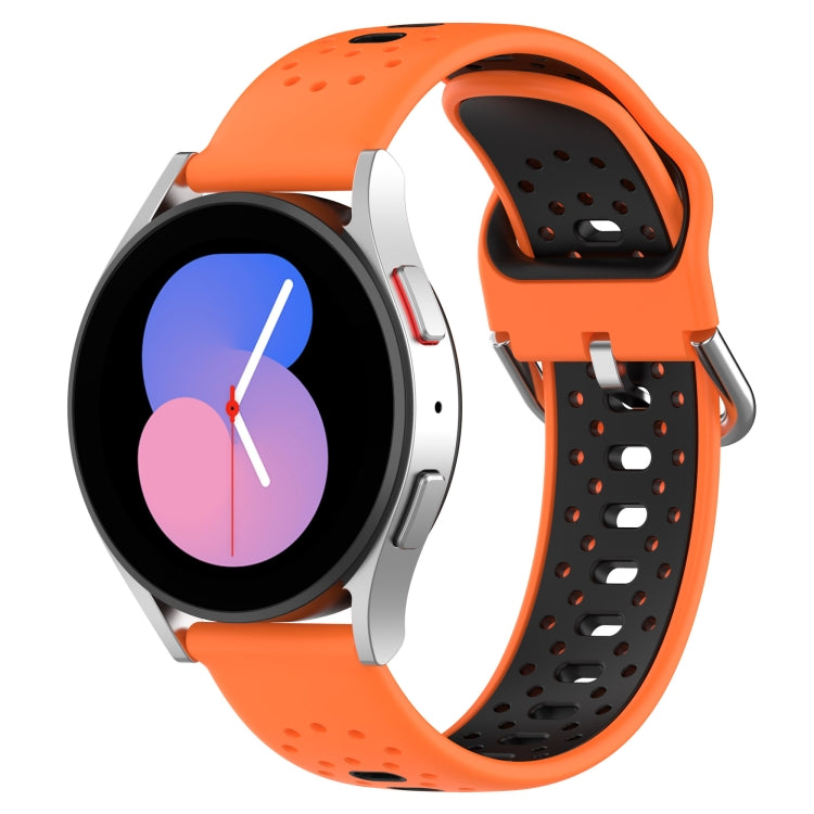 For Samsung Galaxy Watch 4 40mm 20mm Breathable Two-Color Silicone Watch Band(Orange+Black) - Watch Bands by PMC Jewellery | Online Shopping South Africa | PMC Jewellery