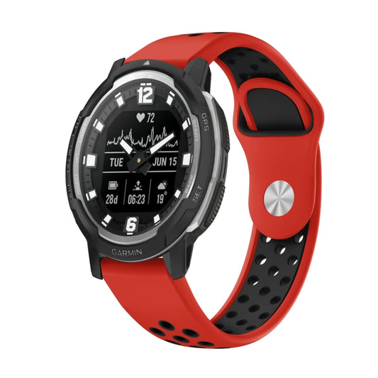 For Garmin Instinct Crossover 22mm Sports Breathable Silicone Watch Band(Red+Black) -  by PMC Jewellery | Online Shopping South Africa | PMC Jewellery