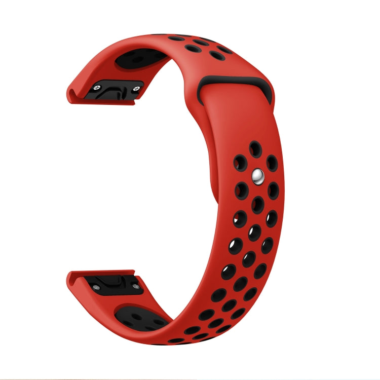 For Garmin Instinct Crossover Solar 22mm Sports Breathable Silicone Watch Band(Red+Black) -  by PMC Jewellery | Online Shopping South Africa | PMC Jewellery