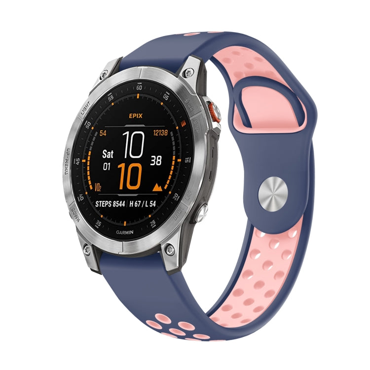 For Garmin EPIX Gen 2 22mm Sports Breathable Silicone Watch Band(Midnight Blue+Pink) -  by PMC Jewellery | Online Shopping South Africa | PMC Jewellery