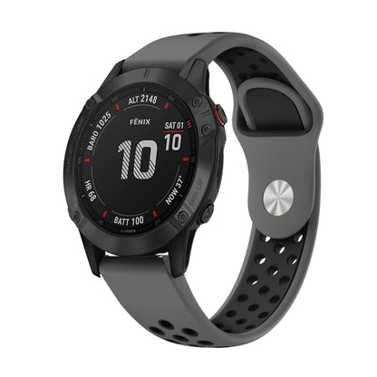 For Garmin Fenix 6 Pro GPS 22mm Sports Breathable Silicone Watch Band(Grey+Black) -  by PMC Jewellery | Online Shopping South Africa | PMC Jewellery