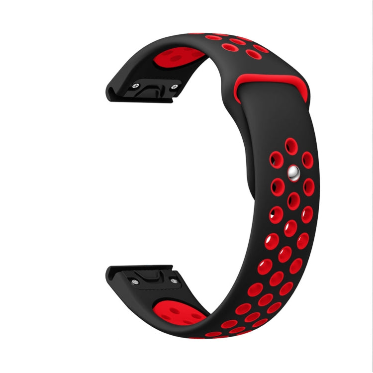 For Garmin Fenix 6 Sapphire GPS 22mm Sports Breathable Silicone Watch Band(Black+Red) -  by PMC Jewellery | Online Shopping South Africa | PMC Jewellery