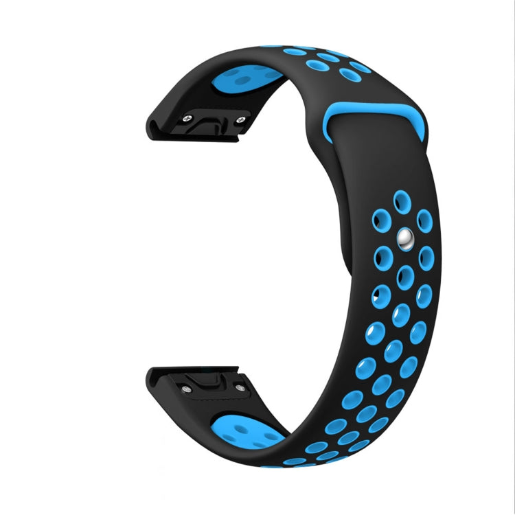 For Garmin Quatix 5 Sapphire 22mm Sports Breathable Silicone Watch Band(Black+Blue) -  by PMC Jewellery | Online Shopping South Africa | PMC Jewellery