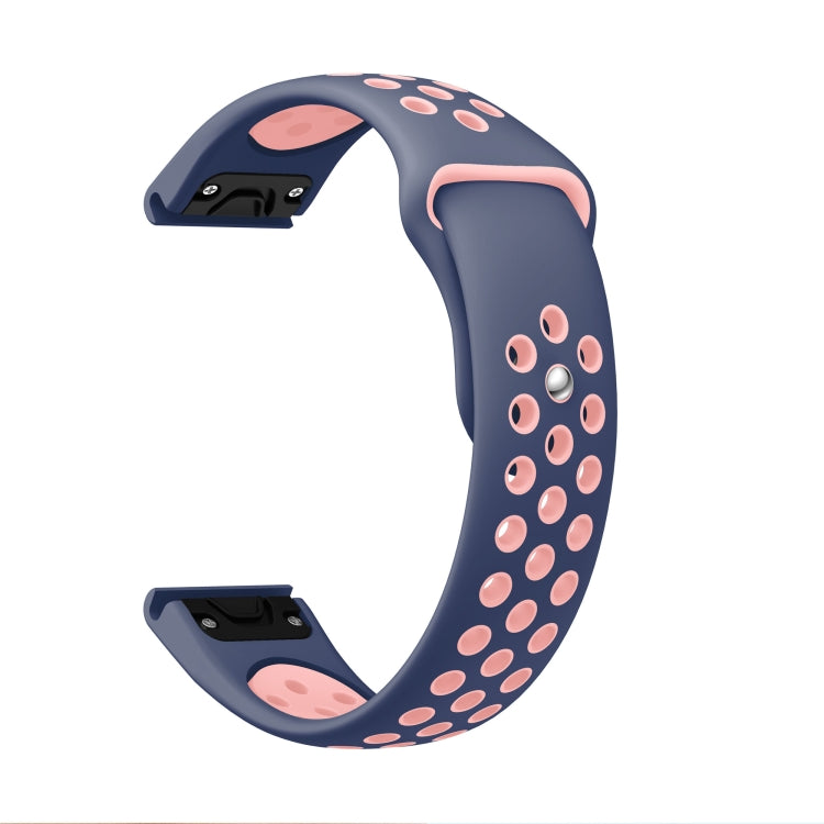 For Garmin Instinct 2 22mm Sports Breathable Silicone Watch Band(Midnight Blue+Pink) -  by PMC Jewellery | Online Shopping South Africa | PMC Jewellery