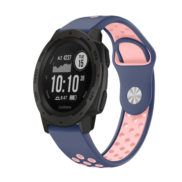 For Garmin Instinct 22mm Sports Breathable Silicone Watch Band(Midnight Blue+Pink) -  by PMC Jewellery | Online Shopping South Africa | PMC Jewellery