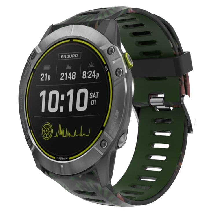 For Garmin Enduro 26mm Camouflage Printed Silicone Watch Band(Army Green+Bamboo Camouflage) -  by PMC Jewellery | Online Shopping South Africa | PMC Jewellery