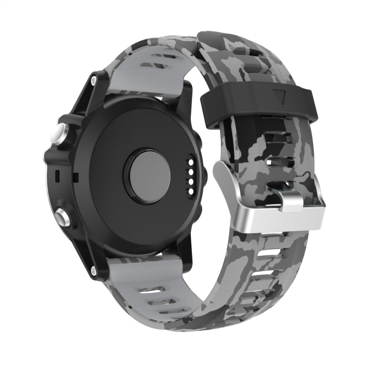 For Garmin Fenix 6X 26mm Camouflage Printed Silicone Watch Band(Grey+Army Camouflage) -  by PMC Jewellery | Online Shopping South Africa | PMC Jewellery