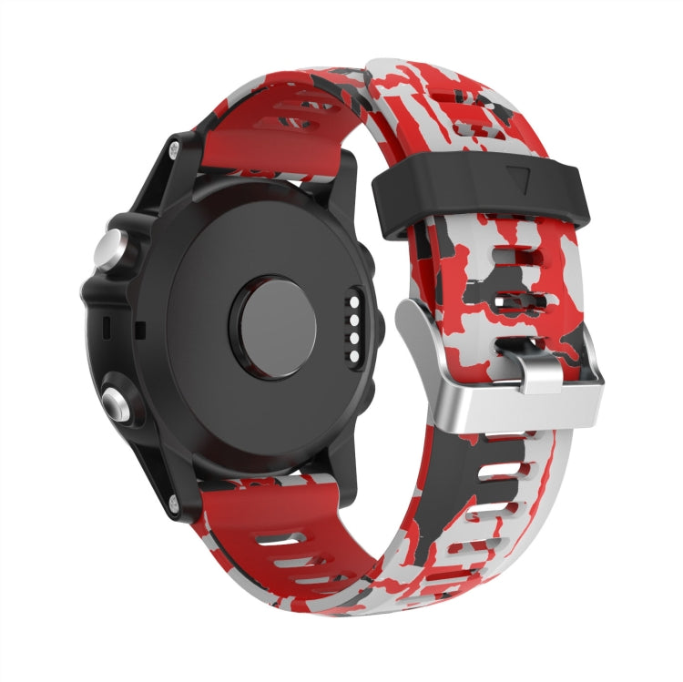 For Garmin Descent MK 2 26mm Camouflage Printed Silicone Watch Band(Red+Army Camouflage) -  by PMC Jewellery | Online Shopping South Africa | PMC Jewellery