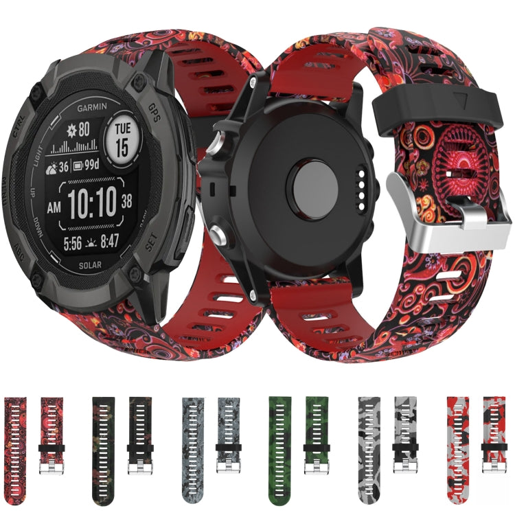 For Garmin Tactix 7 26mm Camouflage Printed Silicone Watch Band(Red+Army Camouflage) -  by PMC Jewellery | Online Shopping South Africa | PMC Jewellery