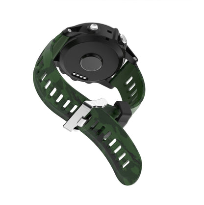 For Garmin Fenix 3 Sapphire 26mm Camouflage Printed Silicone Watch Band(Army Green+Army Camouflage) -  by PMC Jewellery | Online Shopping South Africa | PMC Jewellery