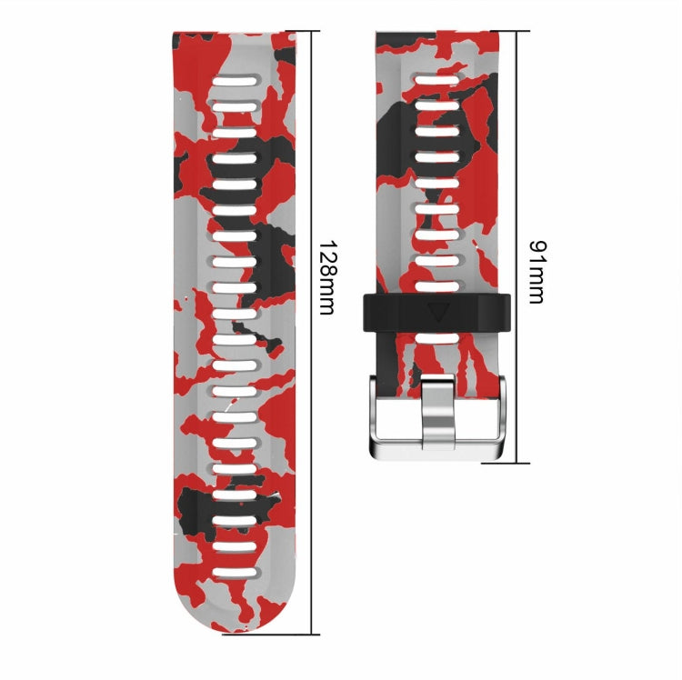 For Garmin Fenix 5X Sapphire 26mm Camouflage Printed Silicone Watch Band(Grey+Army Camouflage) -  by PMC Jewellery | Online Shopping South Africa | PMC Jewellery